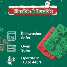 2 Große Weihnachts-Silikonformen für Handgemachte Seife, Schokolade, Gelee, Süßigkeiten, Kerzen, Lebensmittelechtes Tablett, 6 Weihnachtsformen