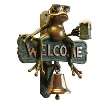 Timbre de Bienvenida Chill Frog con Forma de Rana y Gafas de , Divertido Timbre Decorativo para Exteriores, Ideal para Porche o Jardín.