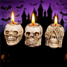 Halloween-Totenkopf-Kerzenhalter, Tischdekoration, Tafelaufsatz, Schreckliches, Gruseliges Kunsthandwerk Aus Harz