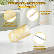Lambswool Duster Telescopic Washable 130 Cnm Long Extendable Duster for Blankets and Sensitive Surfaces,Office,Car