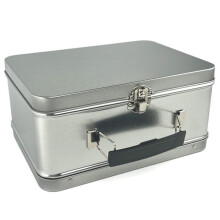 White Handle Tinplate Storage Box Large Capacity Desktop Ganizer Gift Tin Carry Box for Candy Coins Iron Tin Box