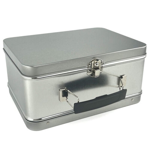White Handle Tinplate Storage Box Large Capacity Desktop Ganizer Gift Tin Carry Box for Candy Coins Iron Tin Box