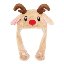 Weihnachtsmütze mit Beweglichen Ohren für Kinder, Plüsch, Niedliche Hüpfmütze mit Beweglichen Ohren für Jungen und Mädchen, Cosplay-Fans C