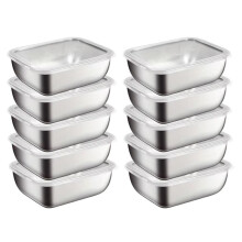 10pcs Stainless Steel Food Storage Containers with Flip-Top Lids Reusable Fridge Organizers for Kitchen Picnics Food