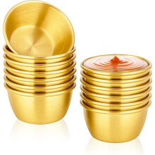 Conjunto de 12 Pires de Aço Inoxidável para Molho, Pratos e Tigelas Redondas para Ketchup e Molhos, 59 Ml (2 Oz)