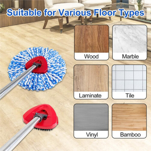 Spin Mop Handle Mop Heads and Base Replacement Sets Compatible with  EasyWring Rinseclean 2 Tank SystemReusable 2