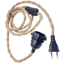 E27 Lamp Socket Pendant Light with Plug, E27 Lamp Holder with Cable and 4.5 M Rope Pendant Light Vintage EU Plug