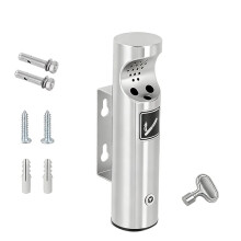 Wall Mounted Trash Can, Outdoor Trash Bin, Garbage Can Container Outdoor, Stainless Steel Ash Bin for Restaurant Silver