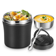 Recipiente para Alimentos Calientes de 40 Oz, de Acero Inoxidable, con Aislamiento Al Vacío y Boca Ancha, A Prueba de Fugas, para Sopa con Asa.
