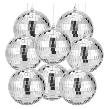 8 Pezzi di Sfere da Discoteca A Specchio, Piccole Sfere da Discoteca Sospese da 4 Pollici con Corda Attaccata per Oggetti di Scena per La Casa