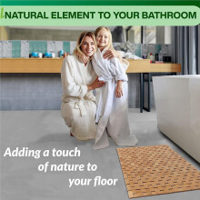Tappetino da Bagno In Bambù - Tappetino da Bagno Pieghevole In Legno - Accessori per Bagno, Sauna, Vasca Idromassaggio, Gradini e Pavimento - 24 X 16