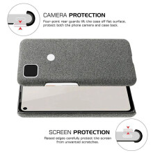 2X Phone Shell Cloth Pattern Leather Case Pixel Anti Drop Protective Cover Suitable for Pixel 4A(Gray)