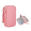Electronics Travel Organizer Waterproof Double Layer Cable Storage Bag with Card Section Pink 1