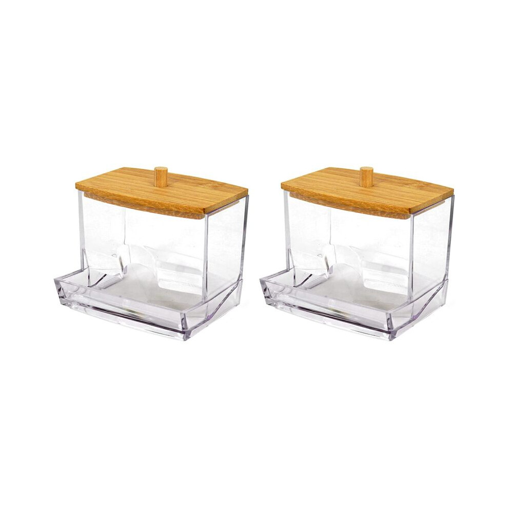 2X Cotton Swab Holder Cotton Swab Dispenser, Bathroom Table Top Decoration Storage Box, Transparent Bracket for Storage