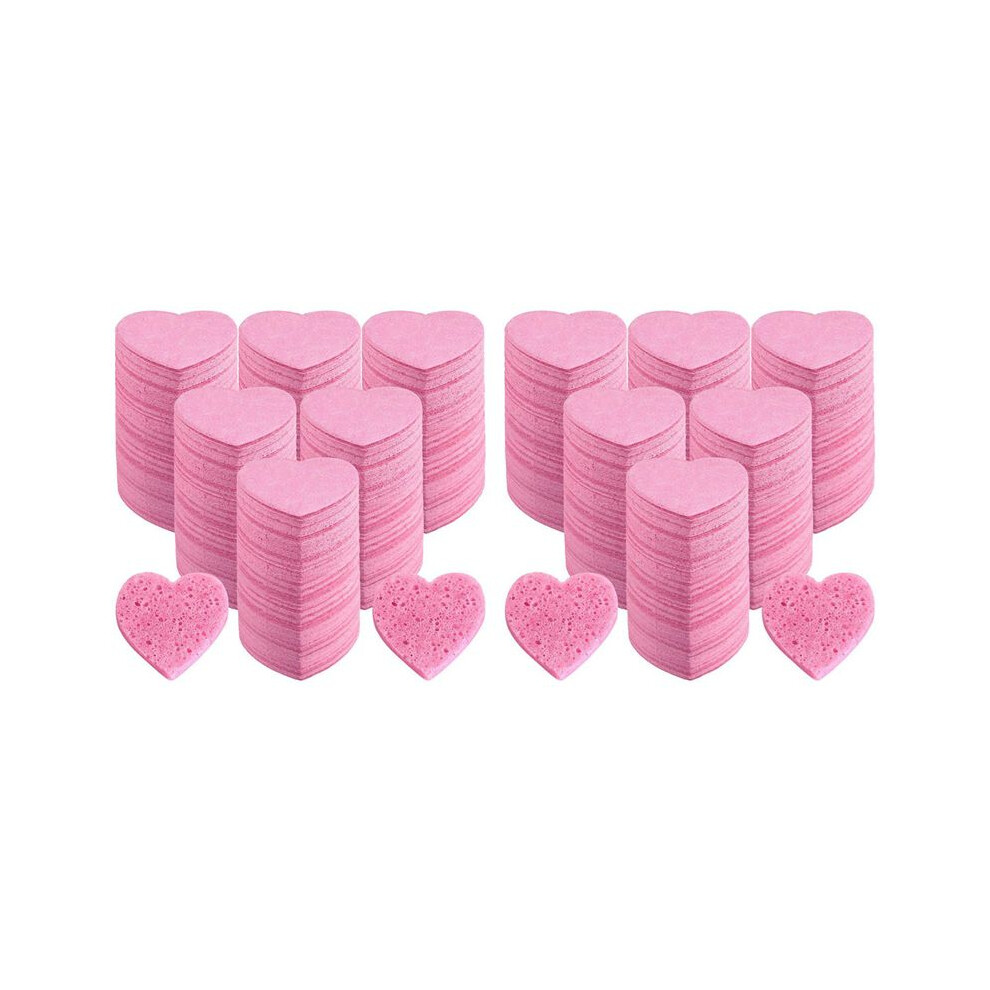 200 Count Compressed Facial Sponges Heart Shape Face Sponges for Cleansing Natural Facial Cleansing Sponges Pads