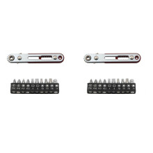 2X Flat Ratchet Wrench 90 Degree Offset Screwdriver Handle with Bit Set Dual Drive Ratchet Wrench