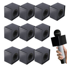 30Pcs Microphone MarkFlag Mic Station- Square Interview Box Stand Flags Shaped Holder Reporter Injection,Black