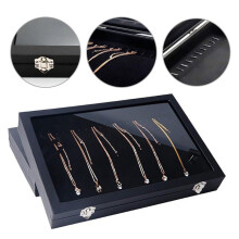 2X 20 Hooks Necklace Organizer Box Necklace Display Case Jewelry Tray Necklace Storage Holder with Transparent Lid