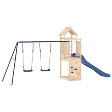 Área de juegos exterior columpios tobogán arcos robustos juegos jardín 495 x 186 x 214 cm madera de pino maciza