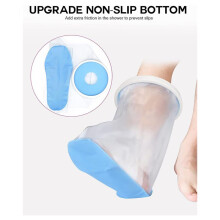 2X Waterproof Foot Cover for Shower Adult, Foot Cast Covers with Non-Slip Padding Bottom, Watertight Foot Cast Protector