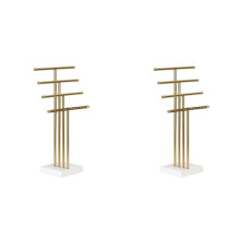 2X Gouden 4-Laags T-Vormig Sieradenrek Oorbel Opbergrek Sieraden Displayrek Ketting Displayrek voor Meisjes Om Te Organiseren