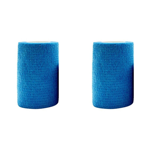 2X Nastro Avvolgente per Bende Elastiche Autoadesive Sportive Blu per Cuscinetti di Supporto per Ginocchia, , Caviglie, Palmi
