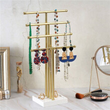 2X Porte-Bijoux en Forme de T à 4 Niveaux en Or, Présentoir de Rangement pour Boucles D'Oreilles, Présentoir de Bijoux, Présentoir de Colliers