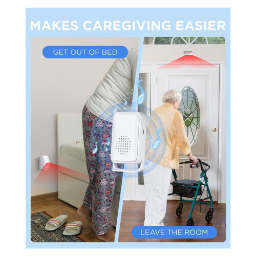 4X Bed Alarms for Elderly Dementia Patients - Wireless Motion Sensor Fall Detection Prevention Devices