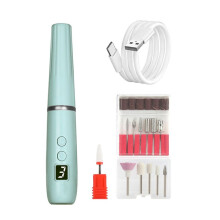 Lime à Ongles Électrique Portable, Perceuse à Ongles Sans Fil avec Lumière pour Acrylique, Ongles en Gel, Manucure Personnelle Verte