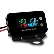 IPX7 Waterproof Battery Monitor with Bracket 7-100V,Car Motorcycle Cart Battery Meter Buzzer Alarm & Temperature