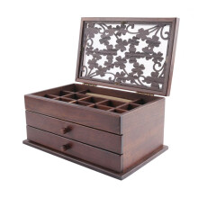 Vintage Carved Wooden Jewelry Box,Drawer-Style Large-Capacity Jewelry Storage Box,Dressing Table Bracelet Jewelry Box