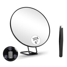 30X Magnifying Mirror with Stand Tweezers Magnified Makeup Mirror with 3 Suction Cups for Grooming & Travel
