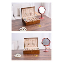 Wooden Vintage W/Lockable Jewelry Storage Box,Flip-Top Solid Wood Jewelry Box, Large Capacity,Compartment Storage Box