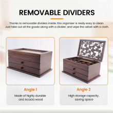 Vintage Carved Wooden Jewelry Box,Drawer-Style Large-Capacity Jewelry Storage Box,Dressing Table Bracelet Jewelry Box