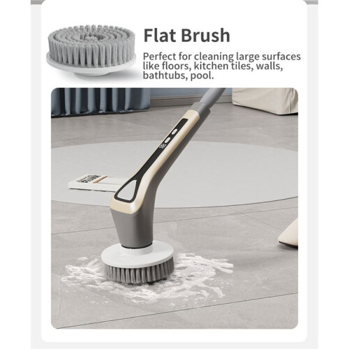 Electric Spin Scrubber Shower Scrubber Ipx7 with 7 Replaceable Brush Heads and Adjustable Removable Extension Handle A 2