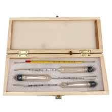 Accurate Alcoholmeter Concentration Meter Wine Measuring Tool Set Vodka Whiskey Hydrometer Meter in Wooden Box