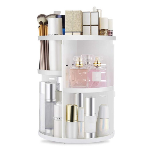360 Rotating Makeup Organizer,DIY Adjustable Holder,Foldable Cosmetic Storage Display Box 1