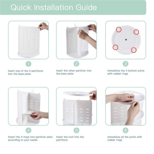 360 Rotating Makeup Organizer,DIY Adjustable Holder,Foldable Cosmetic Storage Display Box 1