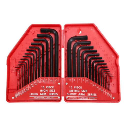 30Pcs Hexagonal Wrench Tool Set SAE & Metric Hex Wrenches L-Shaped Mechanical Hand Tools Screwdriver Kit