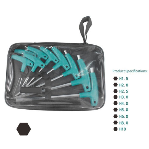 9PCS kit hardware hexagon socket T screw nut wrench T handle with storage bag forging tool