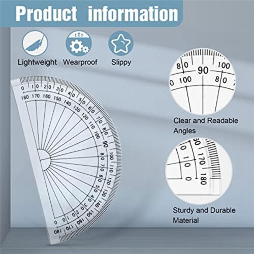 100 Pcs Math Protractors Plastic Protractor 180 Degrees,Protractors Bulk for Classroom, Protractor Set for Engineering 2