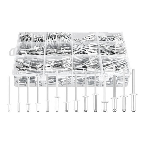 Kit de Variedade de Rebites  de 600 Unidades, Rebites de AlumíNio de 14 Tamanhos 3/32 Polegadas 1/8 Polegadas 5/32 Polegadas 3/16 Polegadas,