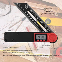Digital Goniometer TType Bevel Gauge and Protractor 180Mm/360 LCD Display for Woodworking Metalworking Construction