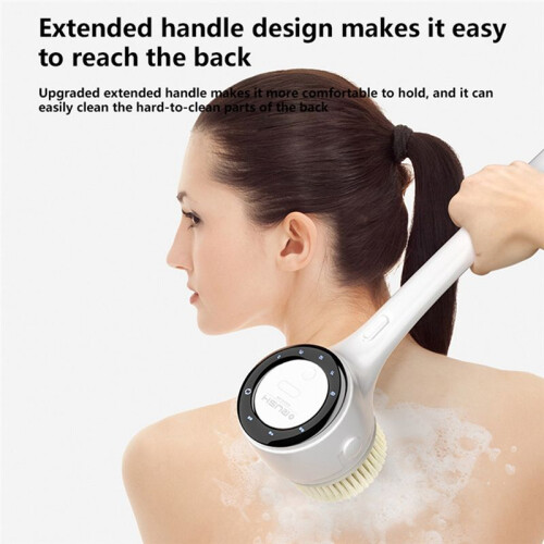Electric Bath Brush Digital Display Auto Body Scrubber Waterproof Back Shower Tool Long Handle Rechargeable 2