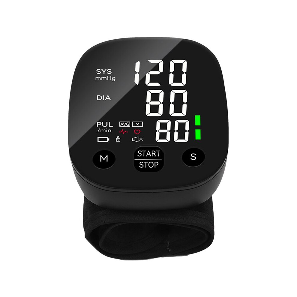 Rechargeable Digital Wrist Blood Pressure Monitor Sphygmomanometer Tonometer Tensiometer Heart Rate Meter BP Monitor