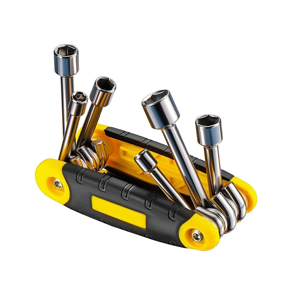 6 In1 Folding Socket Wrench Set Multi Functional Hex Spanner Hex Nut Driver Set Tamper Proof Torx Key Wrench Tool 5-12Mm 4712490917756