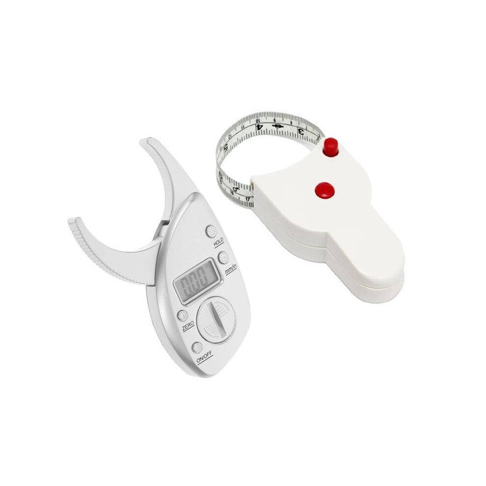 Digital Body Fat Analyzer Tape Measure Pack Skin Muscle Tester 2-in-1 Kit Digital Body Fat Caliper and Body Measure Tape