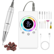Nail Drill Machine 45000RPM Rechargeable Electric Nail HD LCD Display Manicure Machine for Nails Gel Polish Low Noise