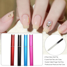 4 Pack Glass Nail File, Crystal Nail Files with Case, Double Sided Finger Nail Files, Professional Manicure Nail Care