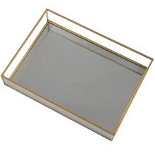 2X Nordic Retro Storage Tray Gold Rectangle Glass Makeup Organizer Tray Dessert Plate Jewelry Display Home Decor(M)